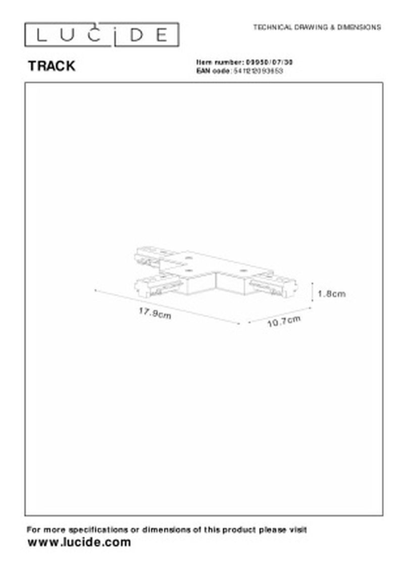 Lucide TRACK T-konektor - 1-okruhový systém osvetlenia koľajníc - čierny (predĺženie)